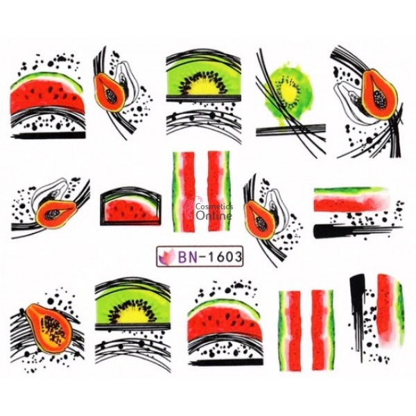 Stickere cu Apa pentru unghii cod BN1603 Fructe